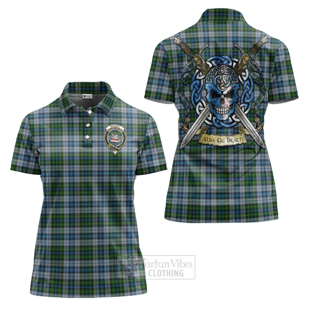 Tartan Vibes Clothing MacNeil (McNeil) Tartan Women's Polo Shirt with Family Crest Celtic Skull Style