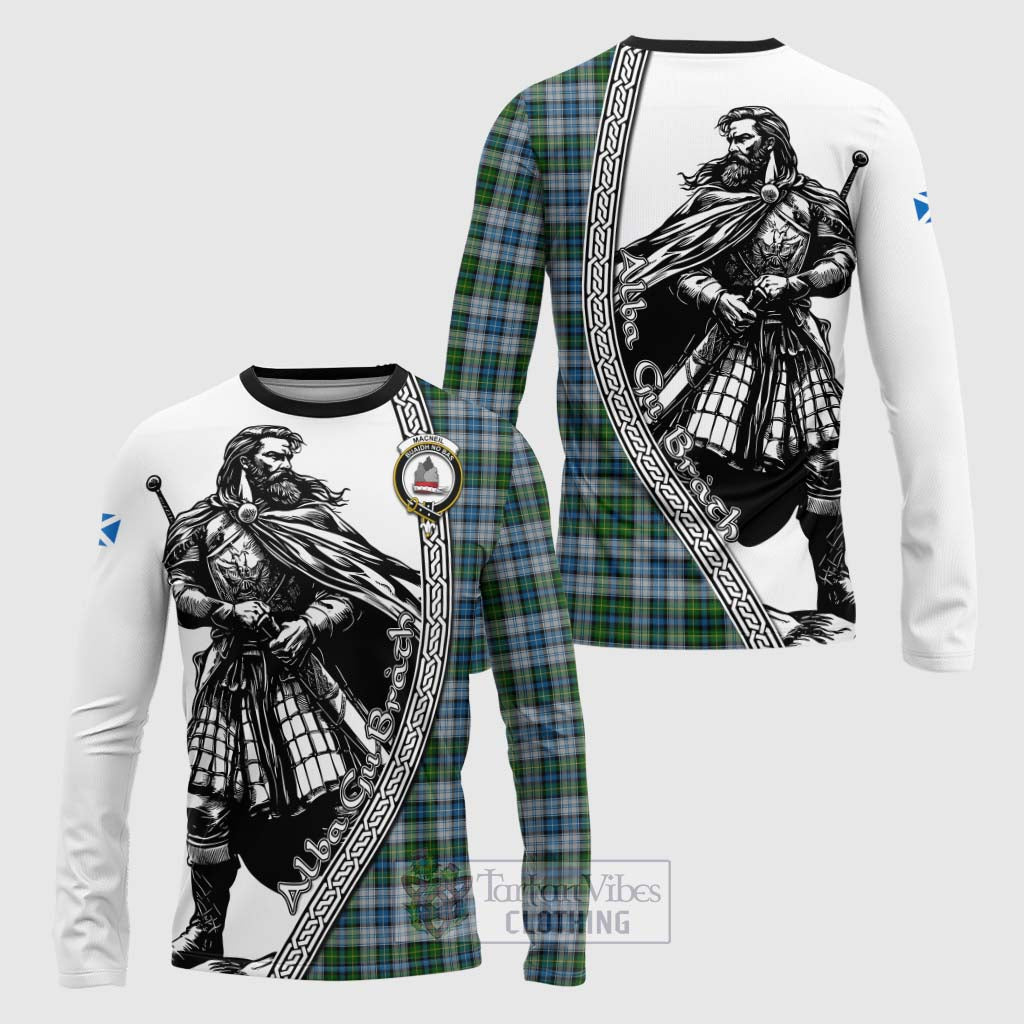 Tartan Vibes Clothing MacNeil (McNeil) Tartan Clan Crest Long Sleeve T-Shirt with Highlander Warrior Celtic Style