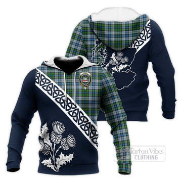 MacNeil (McNeil) Tartan Knitted Hoodie Featuring Thistle and Scotland Map