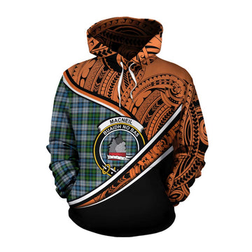 MacNeil (McNeil) Crest Tartan Cotton Hoodie with Polynesian Vibes Style - Orange Version