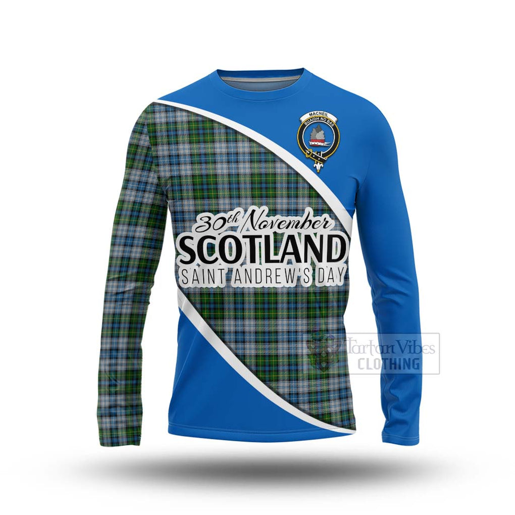 Tartan Vibes Clothing MacNeil (McNeil) Family Crest Tartan Long Sleeve T-Shirt Celebrate Saint Andrew's Day in Style