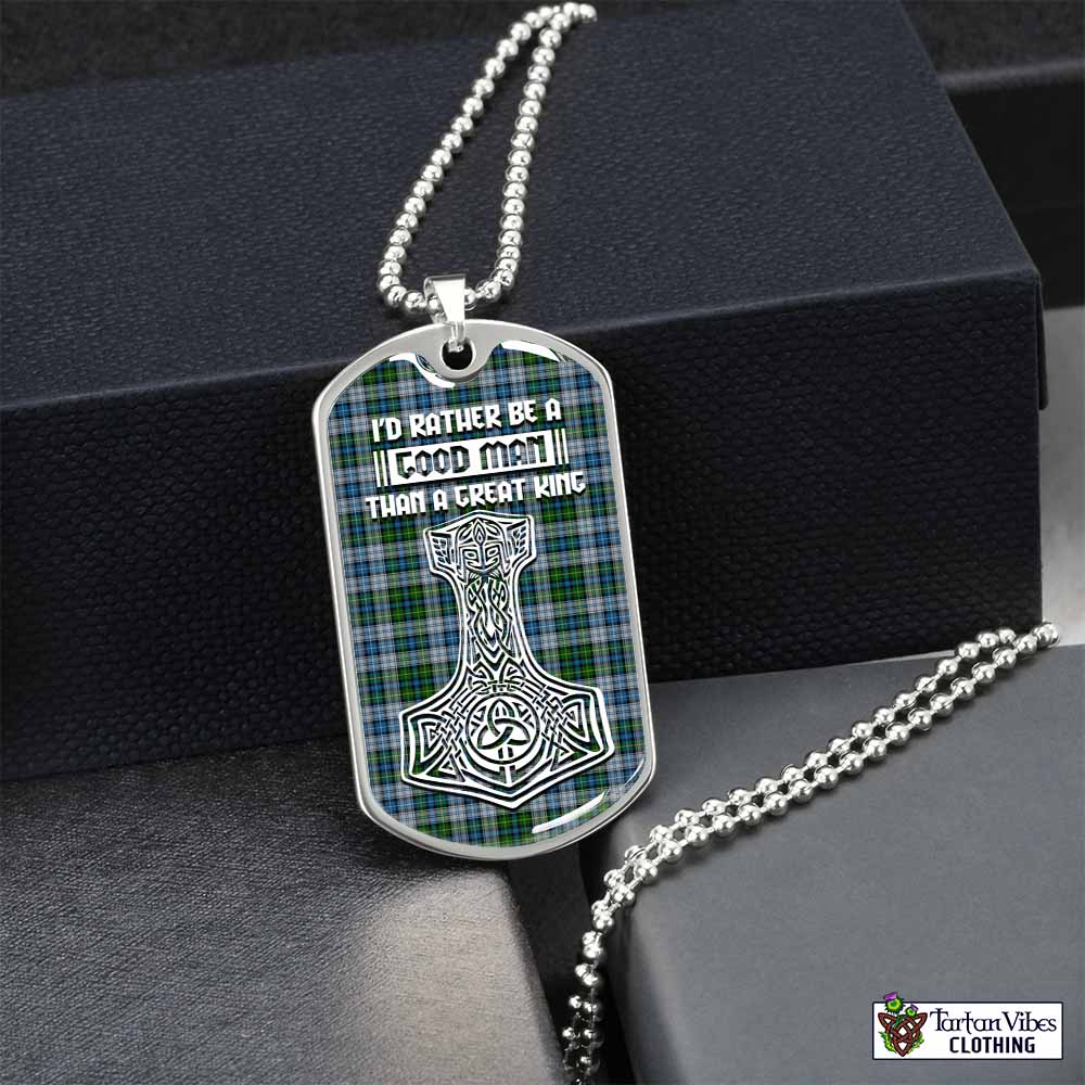 Tartan Vibes Clothing MacNeil (McNeil) Tartan Dog Tag Necklace Viking Mjolnir Style