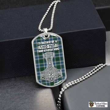 MacNeil (McNeil) Tartan Dog Tag Necklace Viking Mjolnir Style