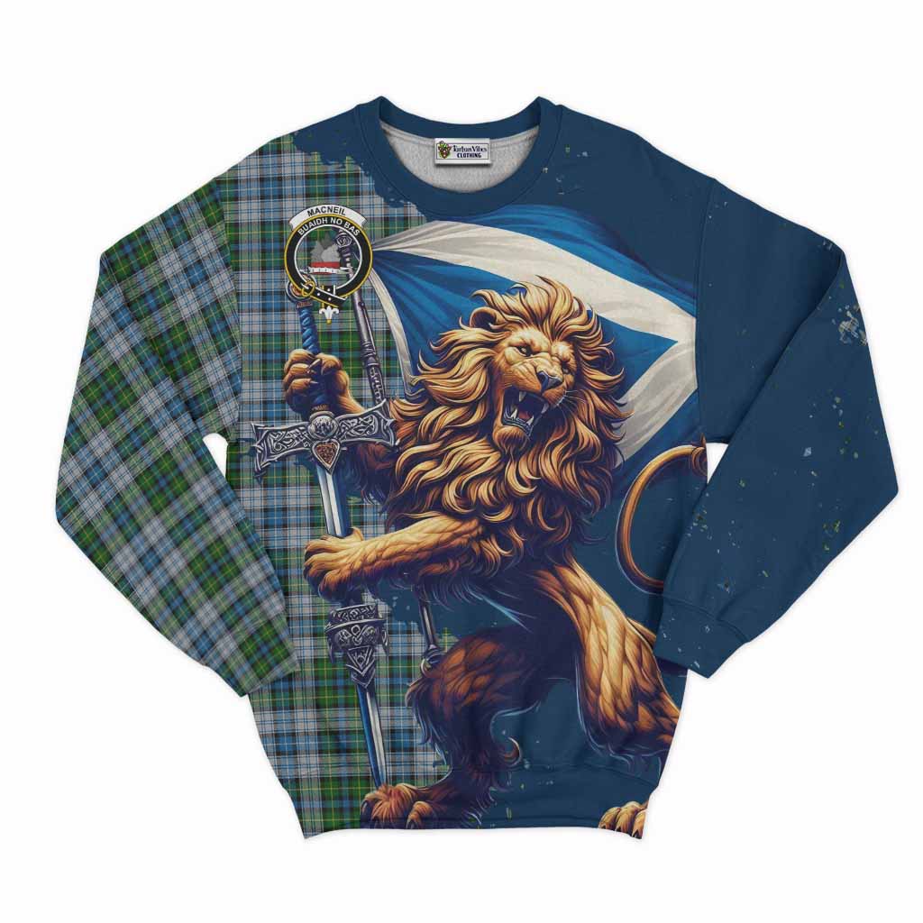 Tartan Vibes Clothing MacNeil (McNeil) Tartan Family Crest Sweatshirt with Scottish Majestic Lion