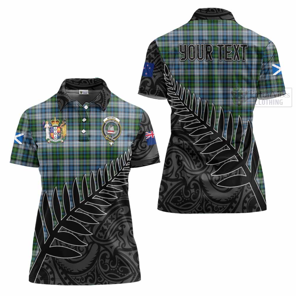 Tartan Vibes Clothing MacNeil (McNeil) Crest Tartan Women's Polo Shirt with New Zealand Silver Fern Half Style