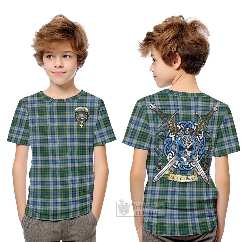 MacNeil (McNeil) Tartan Kid T-Shirt with Family Crest Celtic Skull Style Youth XL Size14 - Tartan Vibes Clothing
