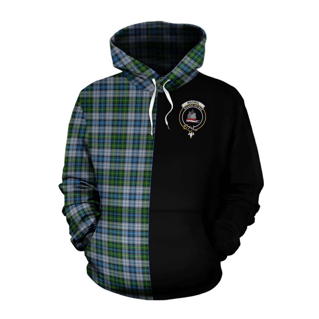 Tartan Vibes Clothing MacNeil (McNeil) Tartan Cotton Hoodie with Family Crest and Half Of Me Style