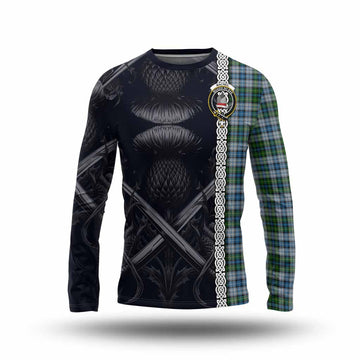 MacNeil (McNeil) Tartan Long Sleeve T-Shirt with Family Crest Cross Sword Thistle Celtic Vibes