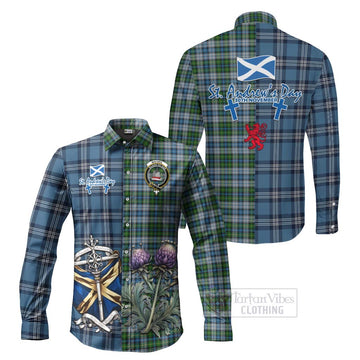 MacNeil (McNeil) Tartan Long Sleeve Button Shirt Happy St. Andrew's Day Half Tartan Style