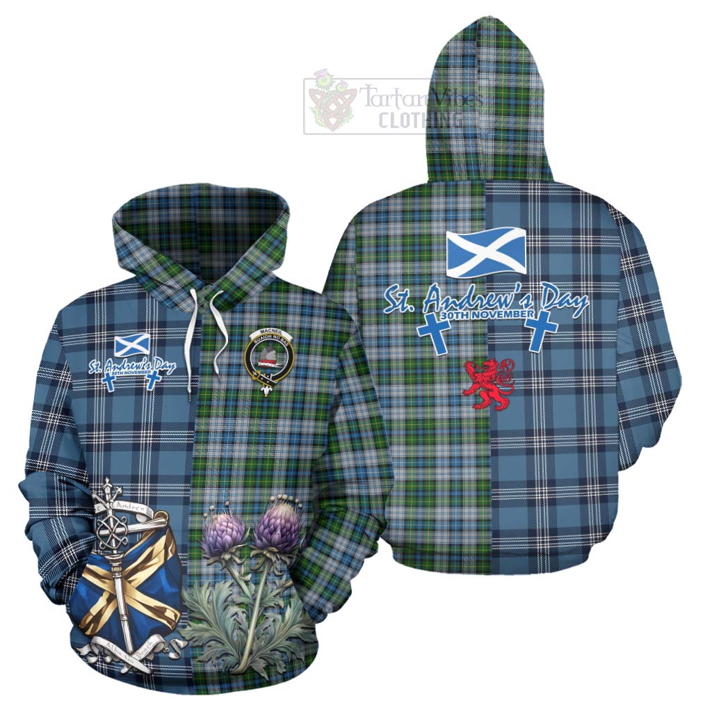 Tartan Vibes Clothing MacNeil (McNeil) Tartan Hoodie Happy St. Andrew's Day Half Tartan Style