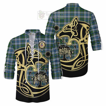 MacNeil (McNeil) Tartan Ghillie Kilt Shirt with Family Crest Celtic Wolf Style