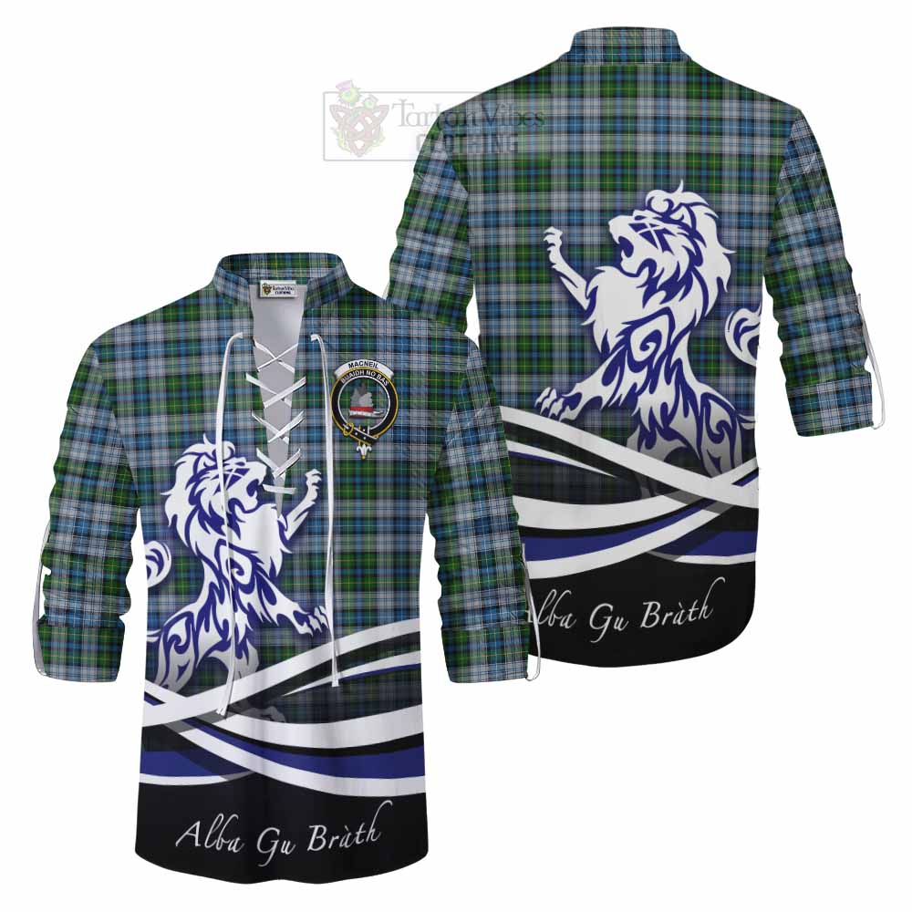 Tartan Vibes Clothing MacNeil (McNeil) Tartan Ghillie Kilt Shirt with Alba Gu Brath Regal Lion Emblem