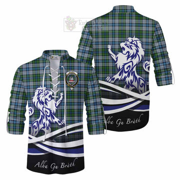 MacNeil (McNeil) Tartan Ghillie Kilt Shirt with Alba Gu Brath Regal Lion Emblem