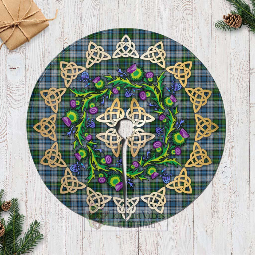 Tartan Vibes Clothing MacNeil (McNeil) Tartan Christmas Tree Skirt with Thistle Celtic Knot Style