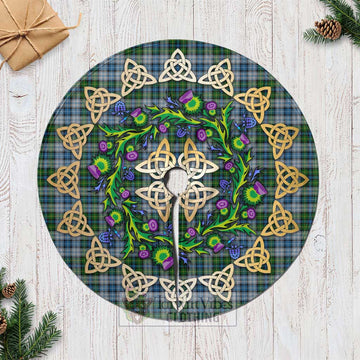 MacNeil (McNeil) Tartan Christmas Tree Skirt with Thistle Celtic Knot Style