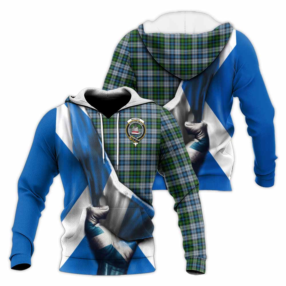 Tartan Vibes Clothing MacNeil (McNeil) Tartan Knitted Hoodie with Family Crest Scotland Patriotic Style