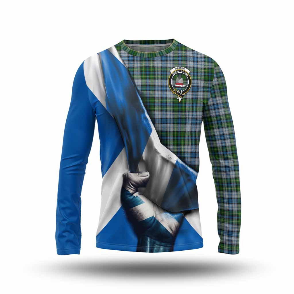 Tartan Vibes Clothing MacNeil (McNeil) Tartan Long Sleeve T-Shirt with Family Crest Scotland Patriotic Style