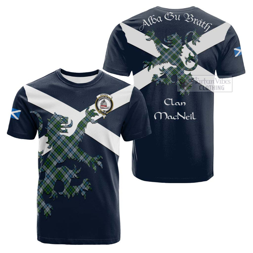 Tartan Vibes Clothing MacNeil (McNeil) Tartan Lion Rampant Cotton T-shirt – Proudly Display Your Heritage with Alba Gu Brath and Clan Name