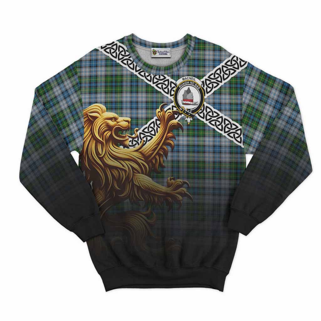MacNeil (McNeil) Crest Tartan Sweatshirt with Golden Lion Emblem Celtic Style Unisex - Tartan Vibes Clothing