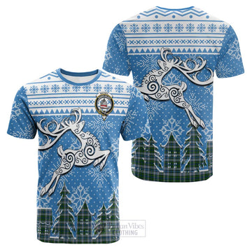 MacNeil (McNeil) Clan Christmas Cotton T-shirt Celtic Reindeer Style