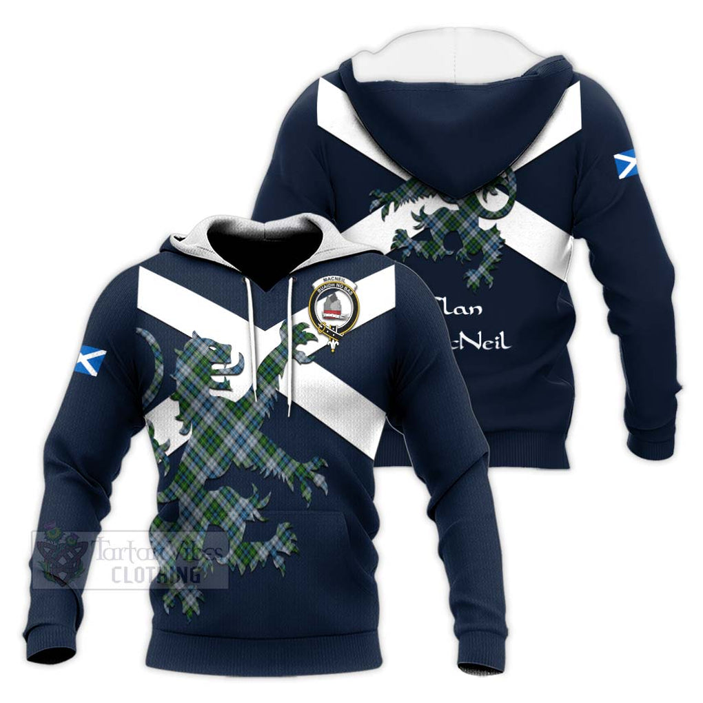 Tartan Vibes Clothing MacNeil (McNeil) Tartan Lion Rampant Knitted Hoodie – Proudly Display Your Heritage with Alba Gu Brath and Clan Name