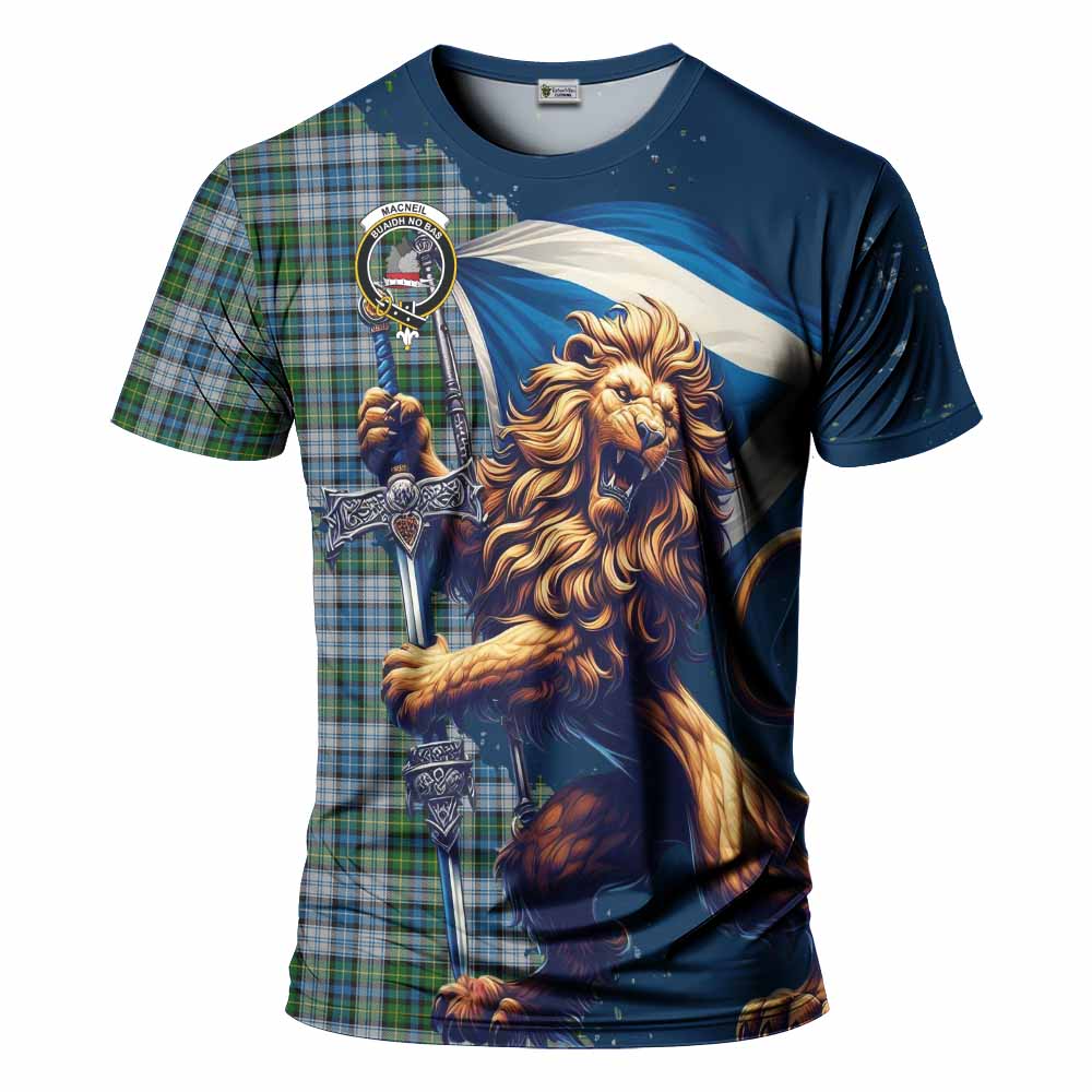 MacNeil (McNeil) Tartan Family Crest T-Shirt with Scottish Majestic Lion Kid's Shirt - Tartan Vibes Clothing