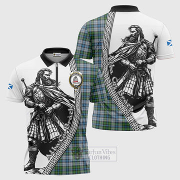 MacNeil (McNeil) Tartan Clan Crest Zipper Polo Shirt with Highlander Warrior Celtic Style