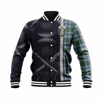 MacNeil (McNeil) Tartan Baseball Jacket with Family Crest Cross Sword Thistle Celtic Vibes