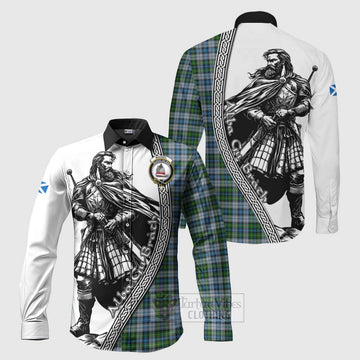 MacNeil (McNeil) Tartan Clan Crest Long Sleeve Button Shirt with Highlander Warrior Celtic Style