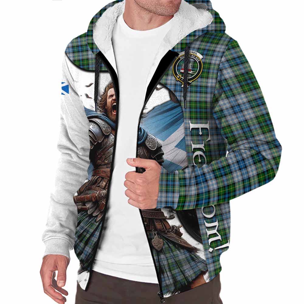 Tartan Vibes Clothing MacNeil (McNeil) Crest Tartan Sherpa Hoodie Inspired by the Freedom of Scottish Warrior