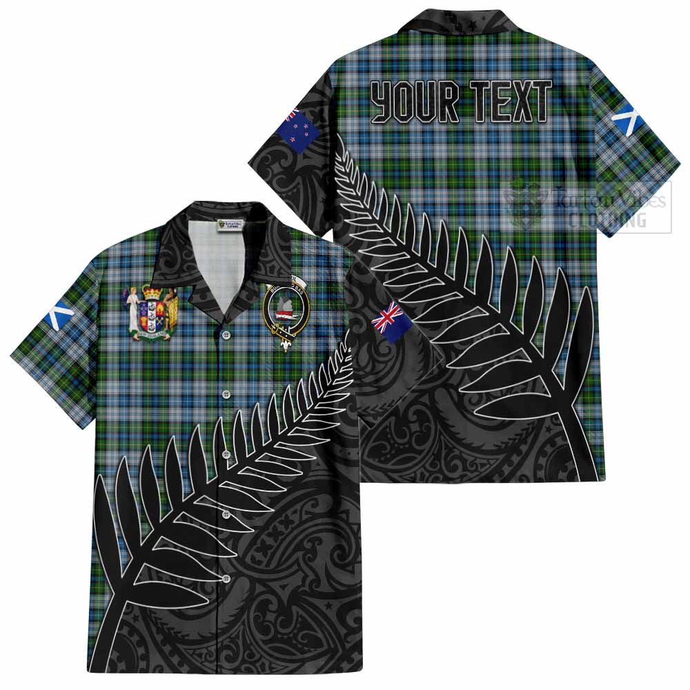 Tartan Vibes Clothing MacNeil (McNeil) Crest Tartan Short Sleeve Button Shirt with New Zealand Silver Fern Half Style