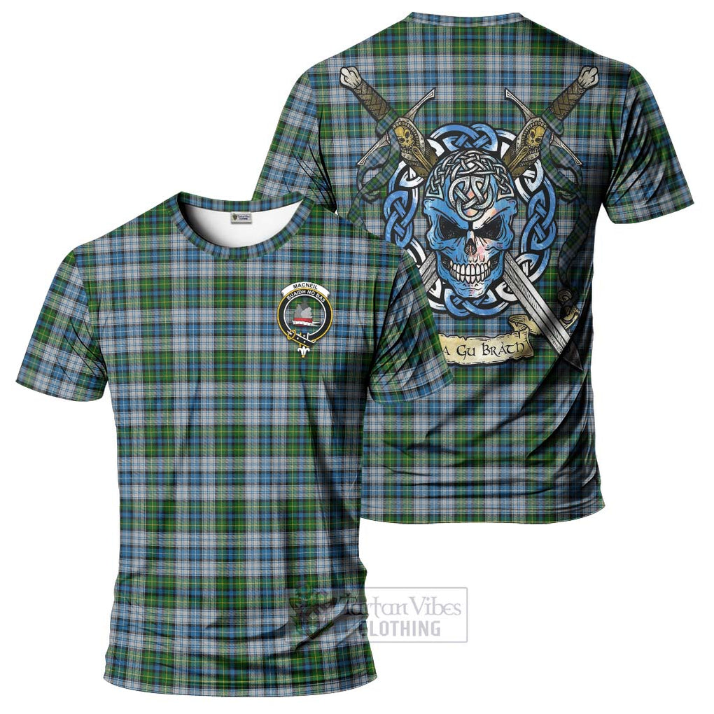 Tartan Vibes Clothing MacNeil (McNeil) Tartan T-Shirt with Family Crest Celtic Skull Style