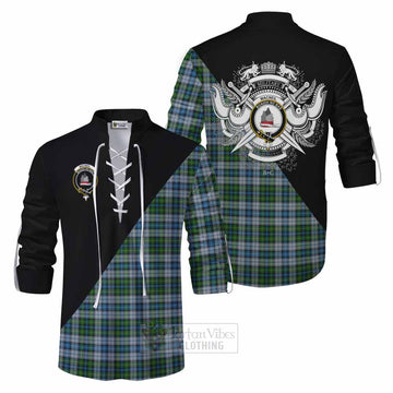 MacNeil (McNeil) Tartan Ghillie Kilt Shirt with Family Crest and Military Logo Style