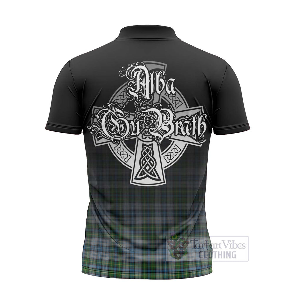 Tartan Vibes Clothing MacNeil (McNeil) Tartan Zipper Polo Shirt Featuring Alba Gu Brath Family Crest Celtic Inspired