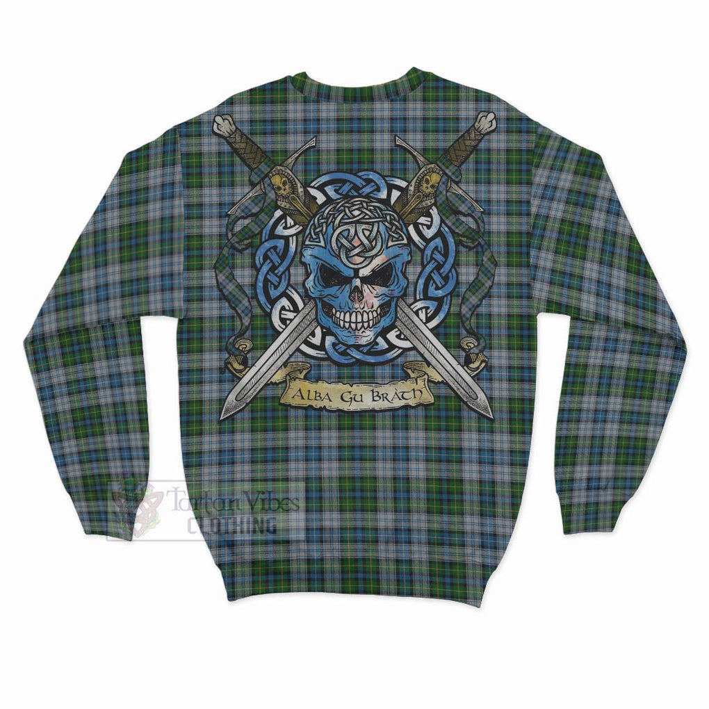 Tartan Vibes Clothing MacNeil (McNeil) Tartan Sweatshirt with Family Crest Celtic Skull Style