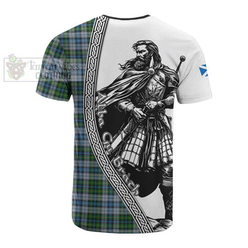 MacNeil (McNeil) Tartan Clan Crest Cotton T-shirt with Highlander Warrior Celtic Style