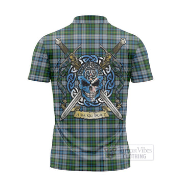 MacNeil (McNeil) Tartan Zipper Polo Shirt with Family Crest Celtic Skull Style