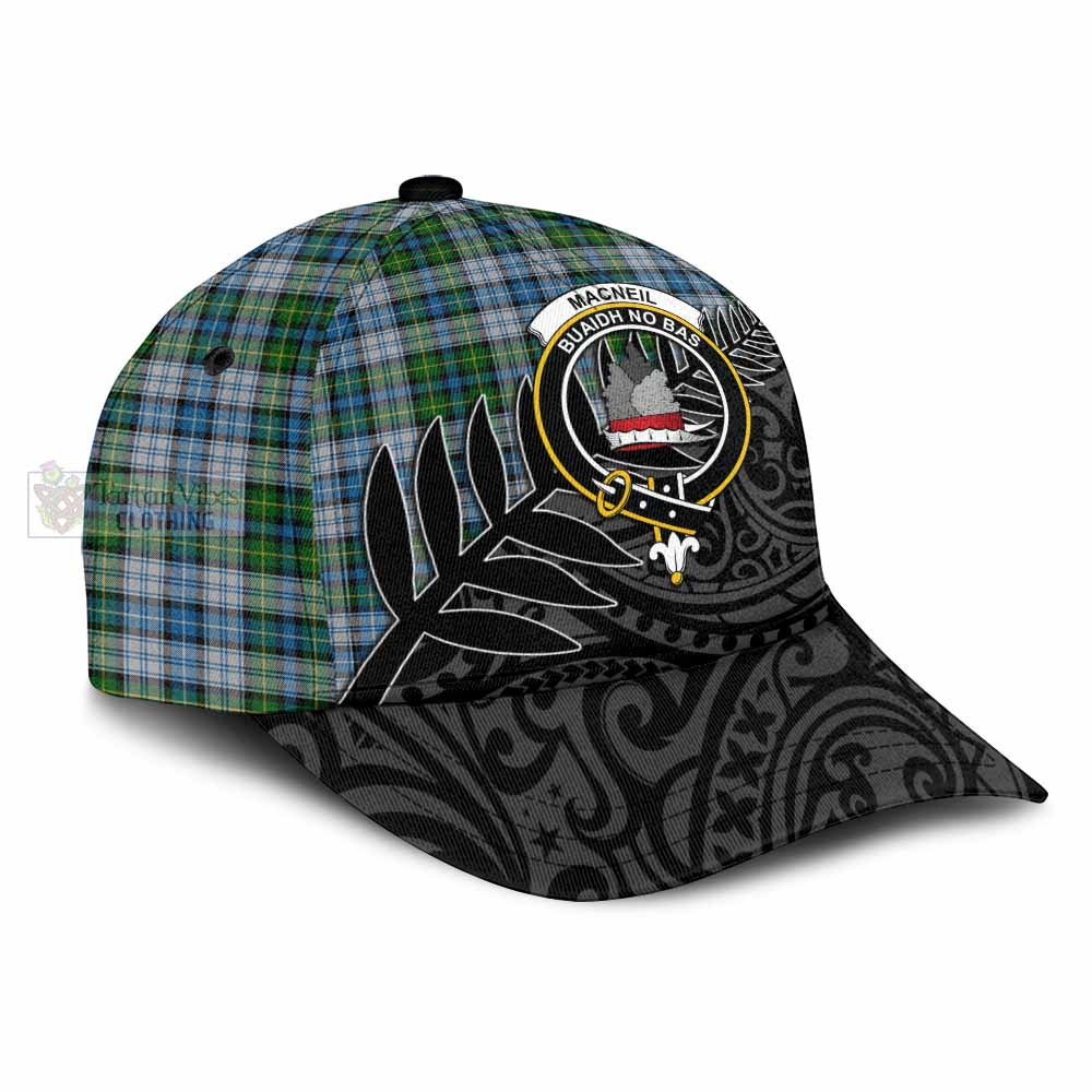 Tartan Vibes Clothing MacNeil (McNeil) Tartan Classic Cap with New Zealand Silver Fern Half Style