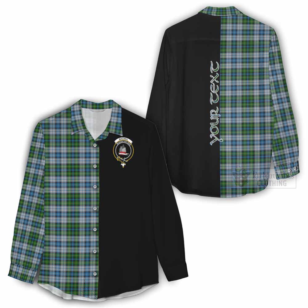 Tartan Vibes Clothing MacNeil (McNeil) Tartan Women's Casual Shirt with Family Crest and Half Of Me Style