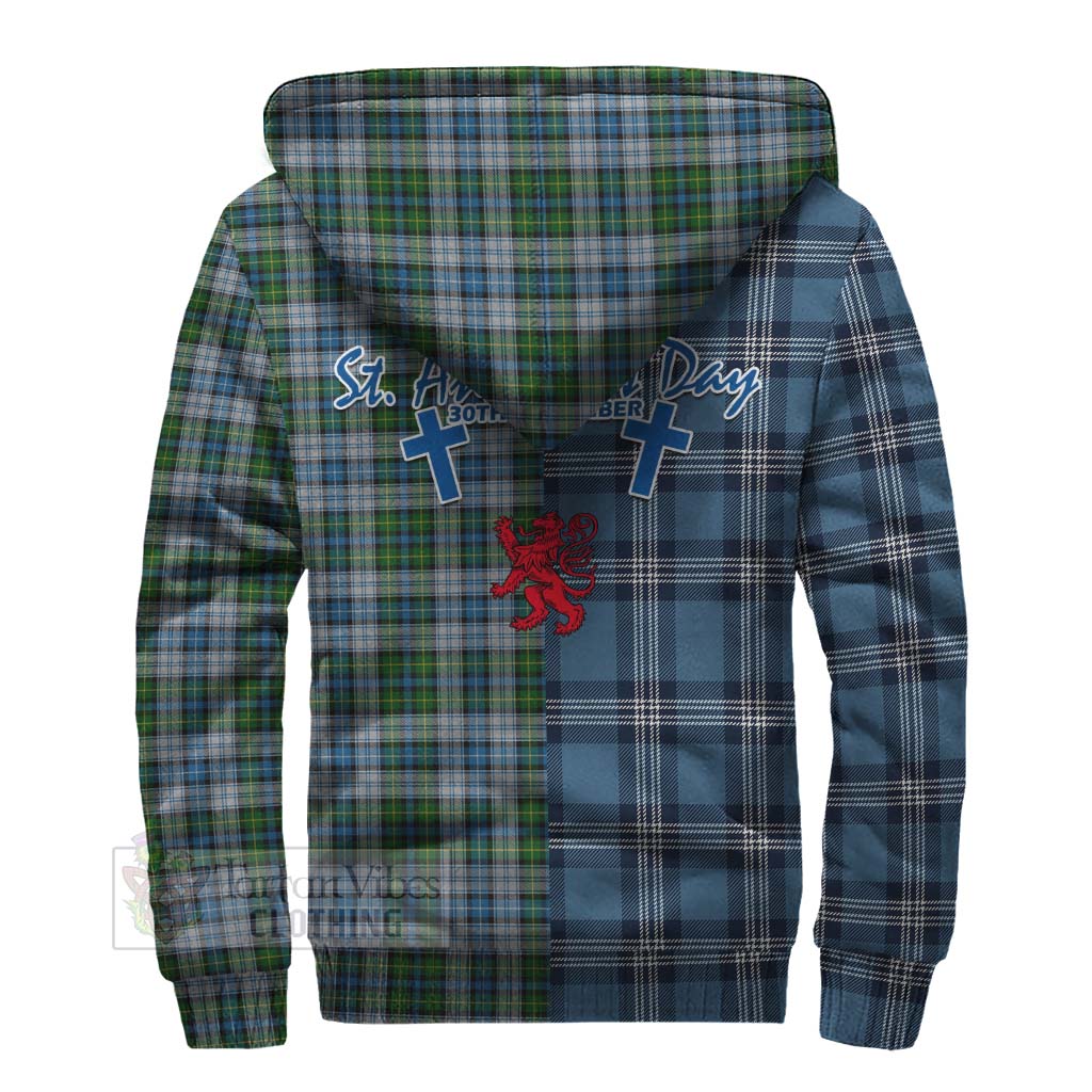 Tartan Vibes Clothing MacNeil (McNeil) Tartan Sherpa Hoodie Happy St. Andrew's Day Half Tartan Style