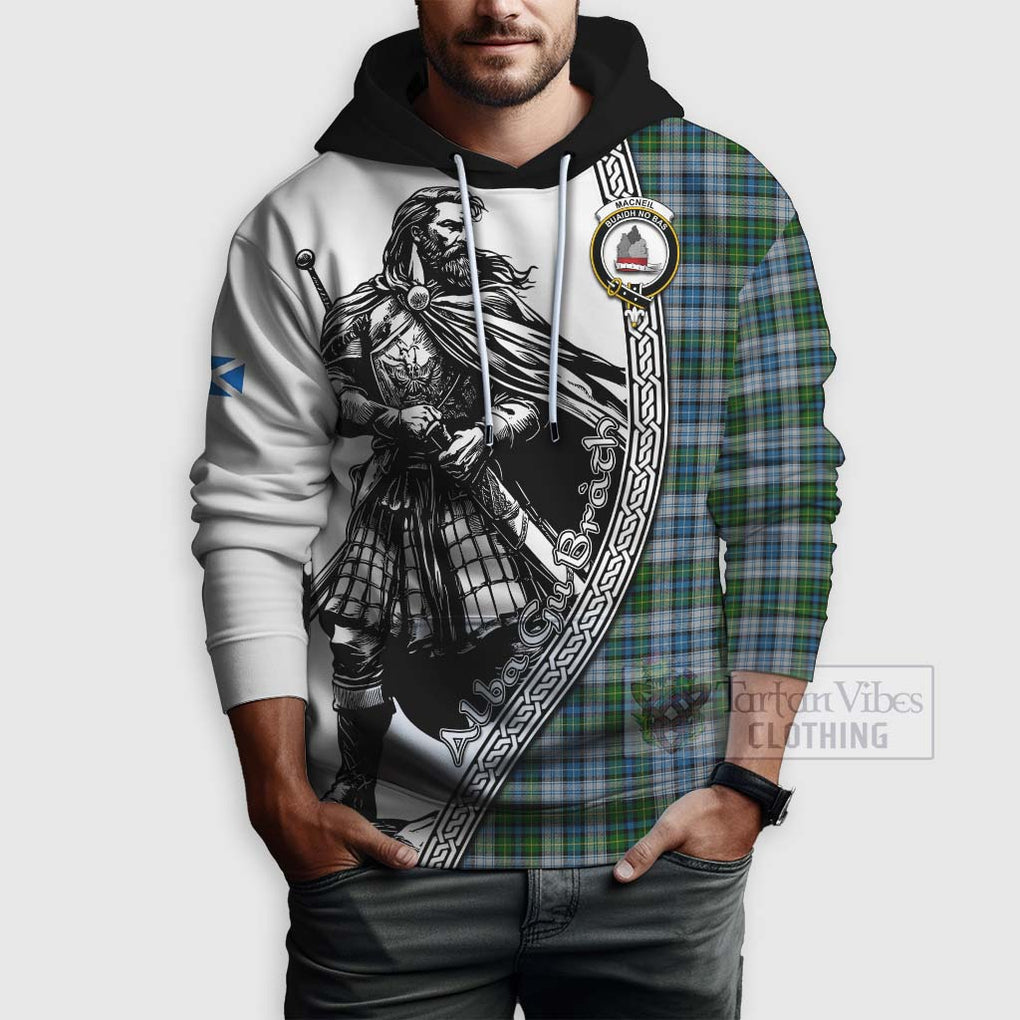 Tartan Vibes Clothing MacNeil (McNeil) Tartan Clan Crest Hoodie with Highlander Warrior Celtic Style