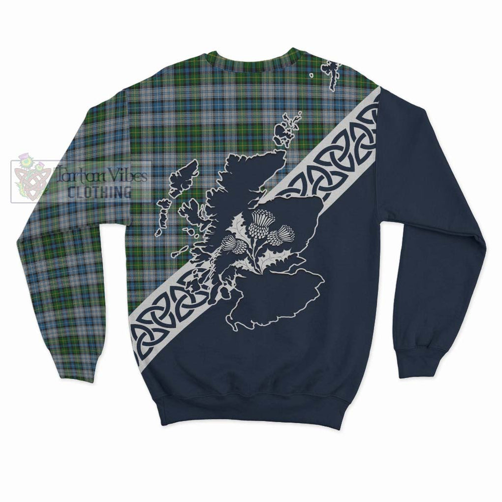 Tartan Vibes Clothing MacNeil (McNeil) Tartan Sweatshirt Featuring Thistle and Scotland Map