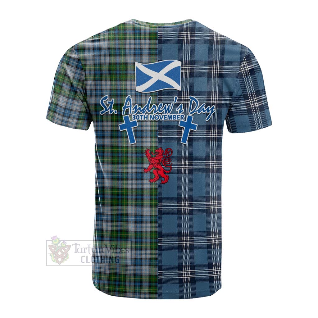 Tartan Vibes Clothing MacNeil (McNeil) Tartan Cotton T-shirt Happy St. Andrew's Day Half Tartan Style