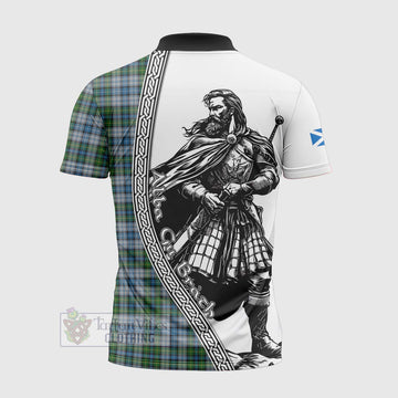 MacNeil (McNeil) Tartan Clan Crest Zipper Polo Shirt with Highlander Warrior Celtic Style