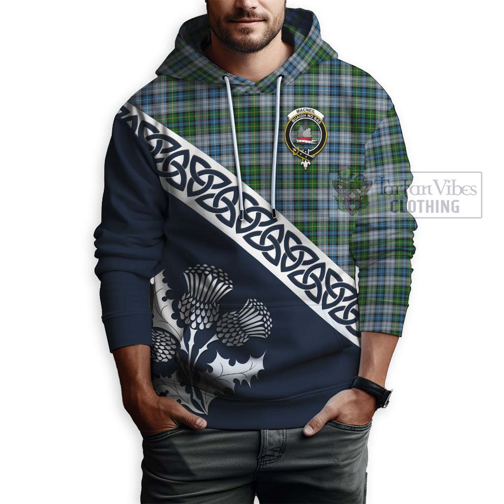 Tartan Vibes Clothing MacNeil (McNeil) Tartan Hoodie Featuring Thistle and Scotland Map