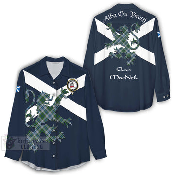 MacNeil (McNeil) Tartan Lion Rampant Women's Casual Shirt Proudly Display Your Heritage with Alba Gu Brath and Clan Name