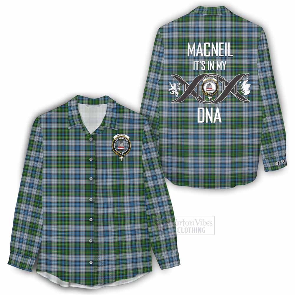 Tartan Vibes Clothing MacNeil (McNeil) Tartan Women's Casual Shirt with Family Crest DNA In Me Style