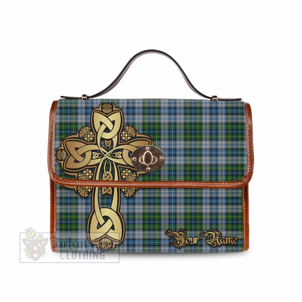 Tartan Vibes Clothing MacNeil (McNeil) Tartan Waterproof Canvas Bag Golden Thistle Celtic Cross Style