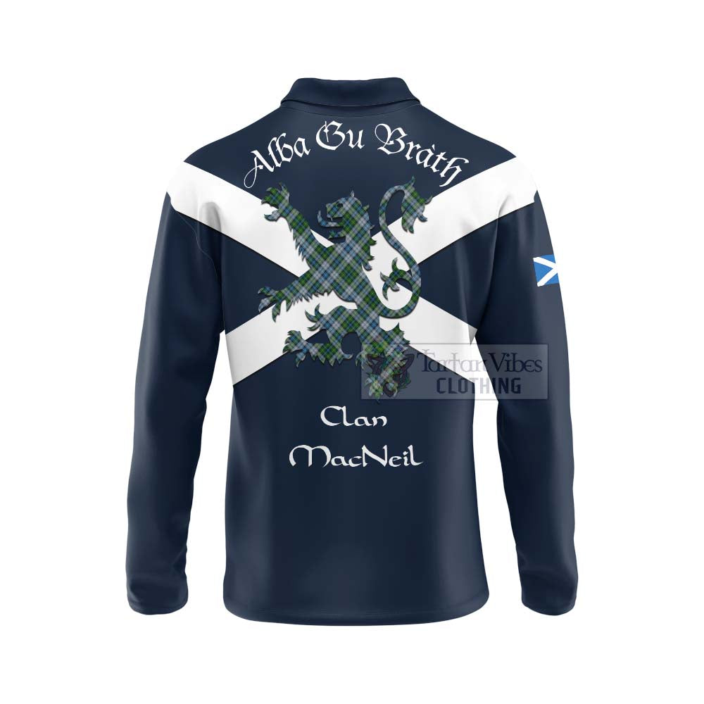 Tartan Vibes Clothing MacNeil (McNeil) Tartan Lion Rampant Long Sleeve Polo Shirt – Proudly Display Your Heritage with Alba Gu Brath and Clan Name