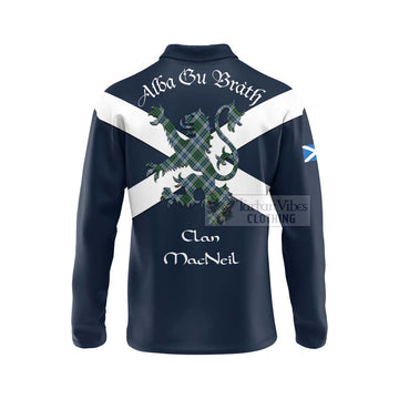 MacNeil (McNeil) Tartan Lion Rampant Long Sleeve Polo Shirt  Proudly Display Your Heritage with Alba Gu Brath and Clan Name